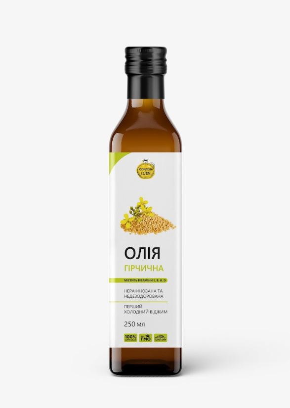 Олія Гірчична першого холодного віджиму, ТМ "Корисна олія" Олія Гірчична першого холодного віджиму, ТМ "Корисна олія"