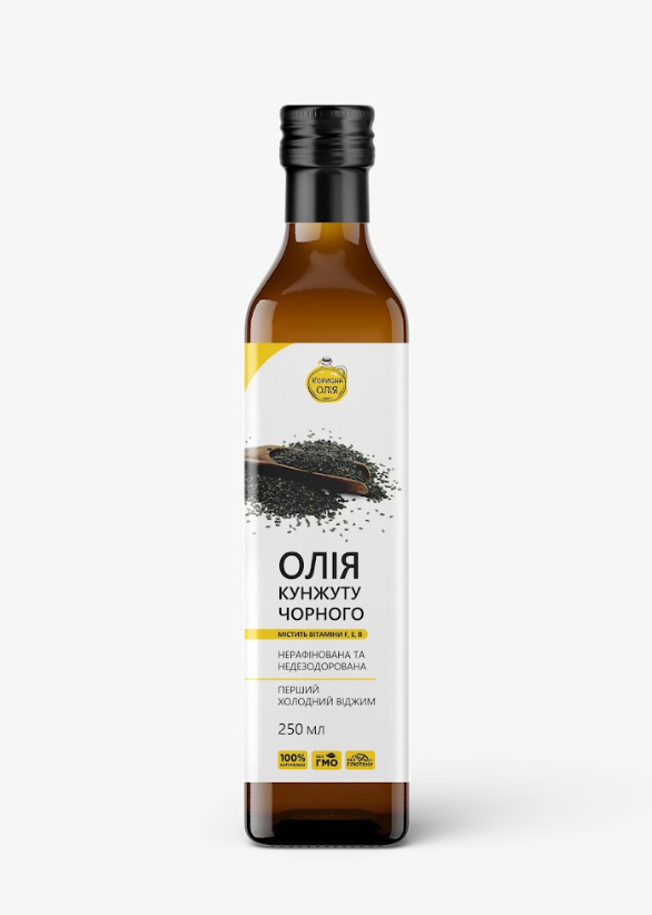 Олія Кунжуту чорного першого холодного віджиму, ТМ "Корисна олія" Олія Кунжуту чорного першого холодного віджиму, ТМ "Корисна олія"